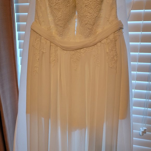 Lillian West Wedding Romper with Sheer Overlay Style 66033 - Picture 9 of 14